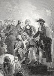 El Desembarco de Guillermo III en Torbay, grabado por A.H. Payne de Thomas Stothard